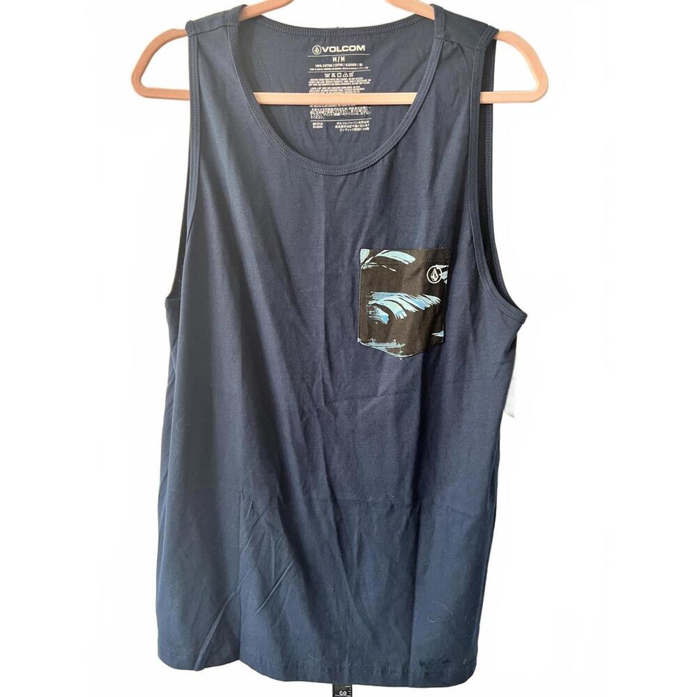 Volcom Men's Sleeveless Tank Top with Pocket - Navy Blue